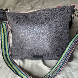 Consuela, black leather crossbody.